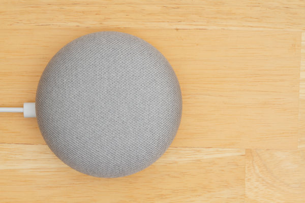Close up shot of Google Home Mini Speaker