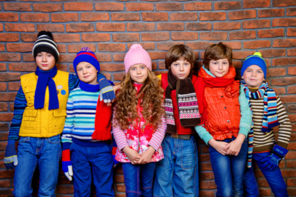 Group of children in winter clothing