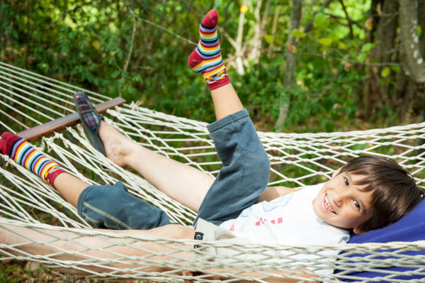Young boy on a hammock