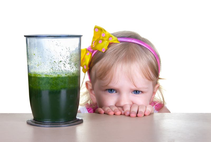 little girl blended vegetables