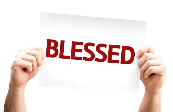 Blessed card on white background