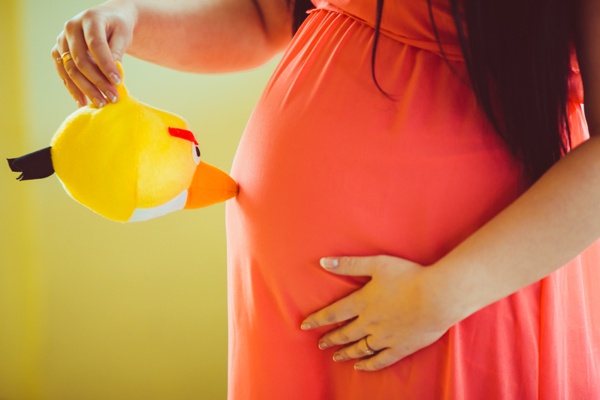 pregnant woman with angry bird