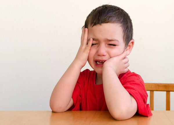 Portrait of unhappy upset crying child boy