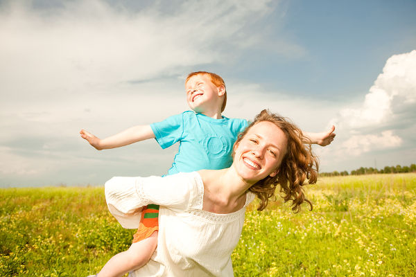 Mother and Son Having Fun