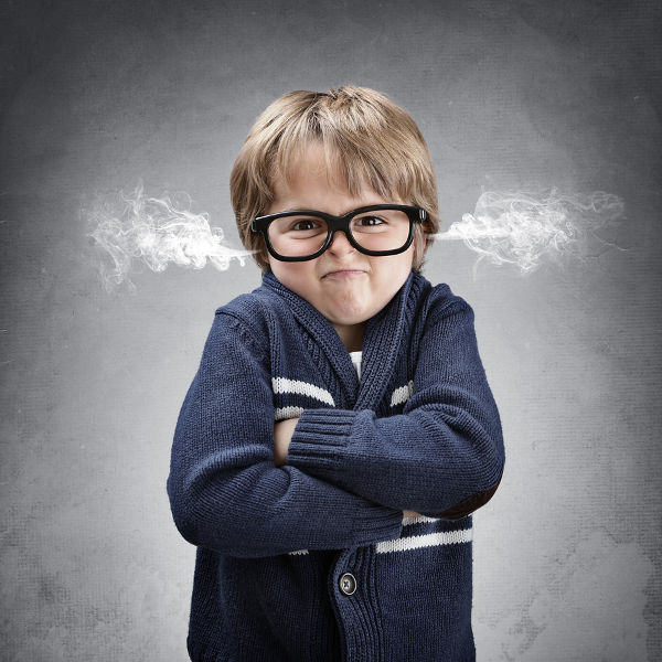 angry hipster boy with steam coming out of ears