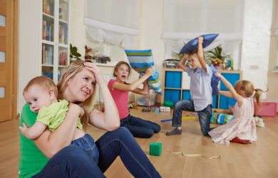 female parent woman frustrated and upset from children behaviour