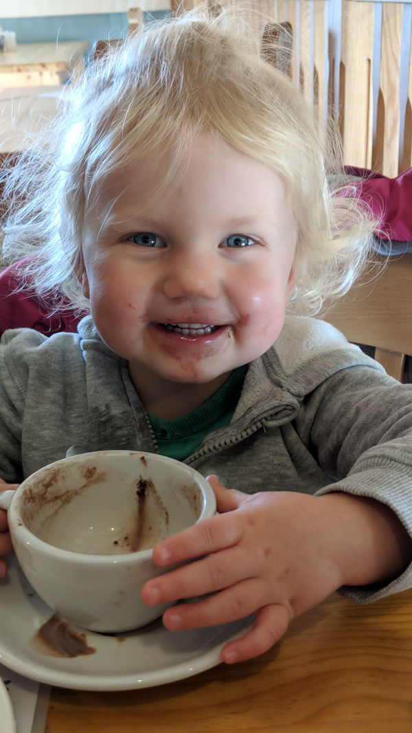 Child with hot chocolate