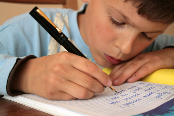 Boy doing his homework