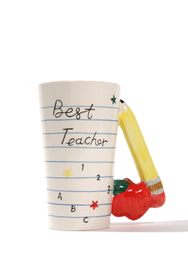 Best teacher mug with pencil handle design