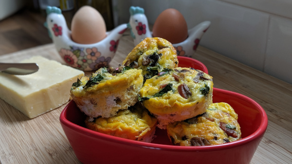 Pile of egg muffins in a dish