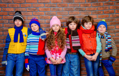 Group of children in winter clothing