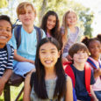 Group of schoolchildren on a school trip