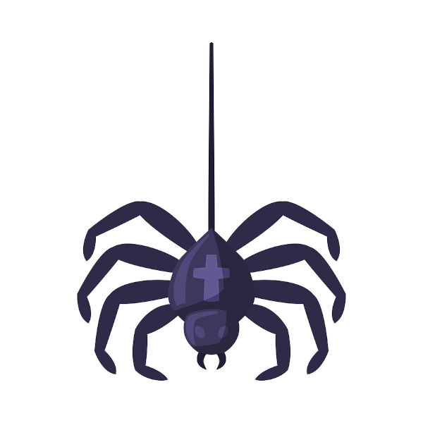 Hanging Spider, Happy Halloween Object Cartoon Style Vector Illustration on White Background